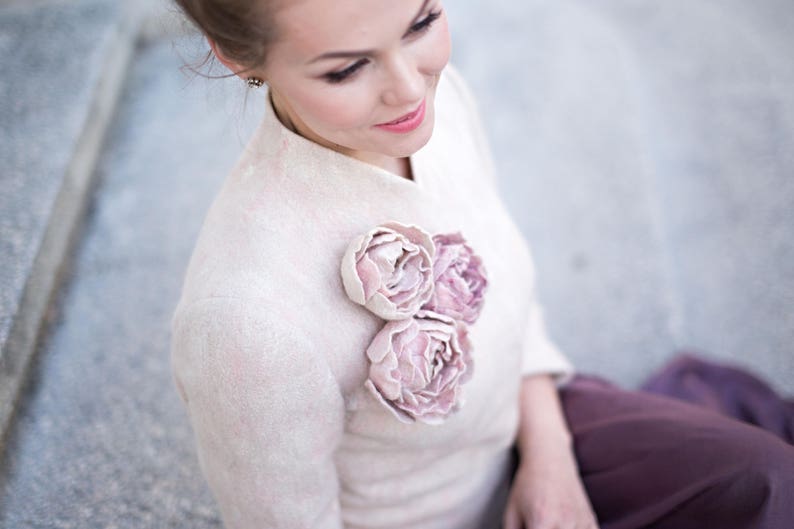 Bridal Jacket Wool Felted Jacket Pink Jacket Wedding Etsy