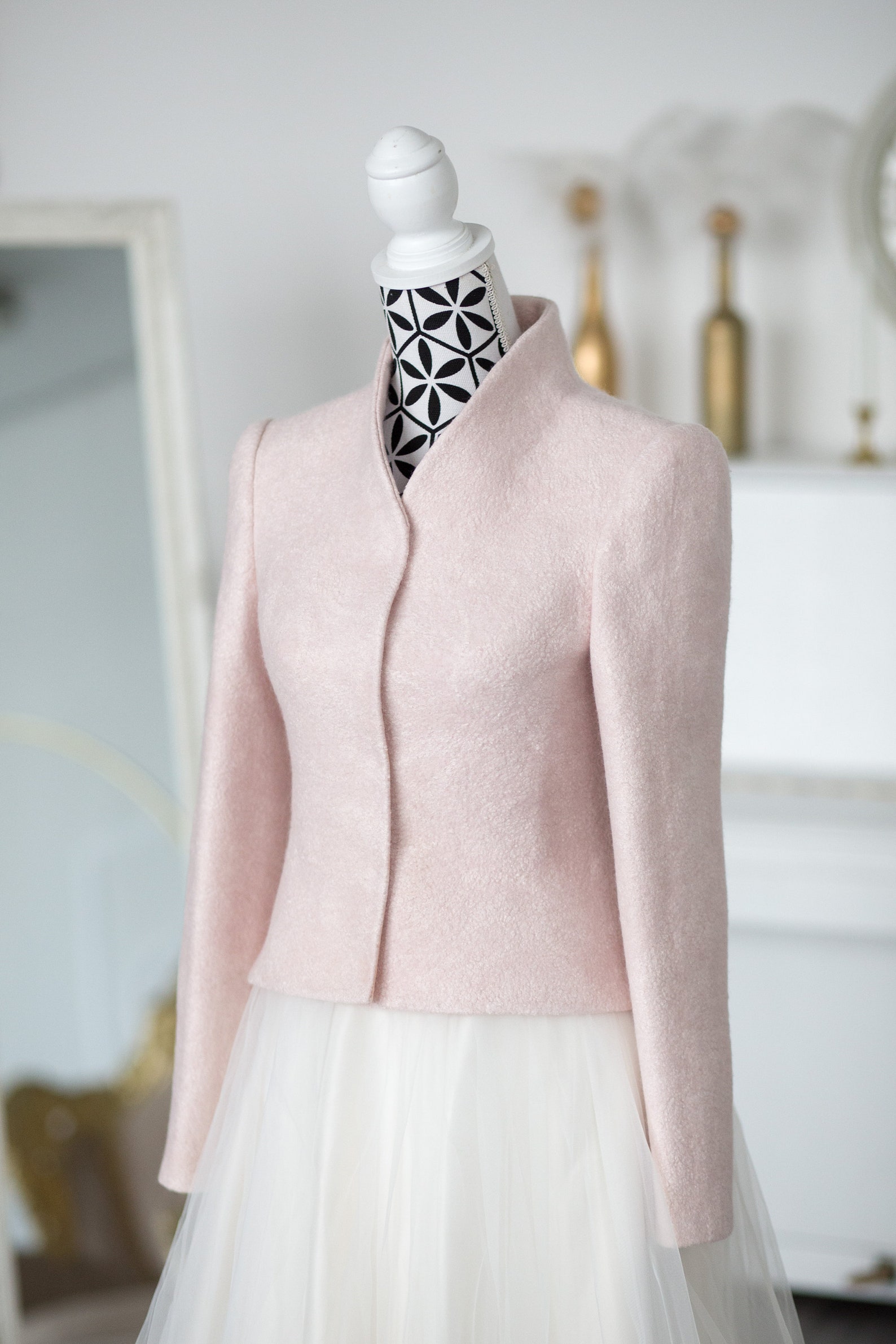 Blush Pink Bolero, Blush Cover Up, Pale Pink Bridal Bolero, Pale Pink