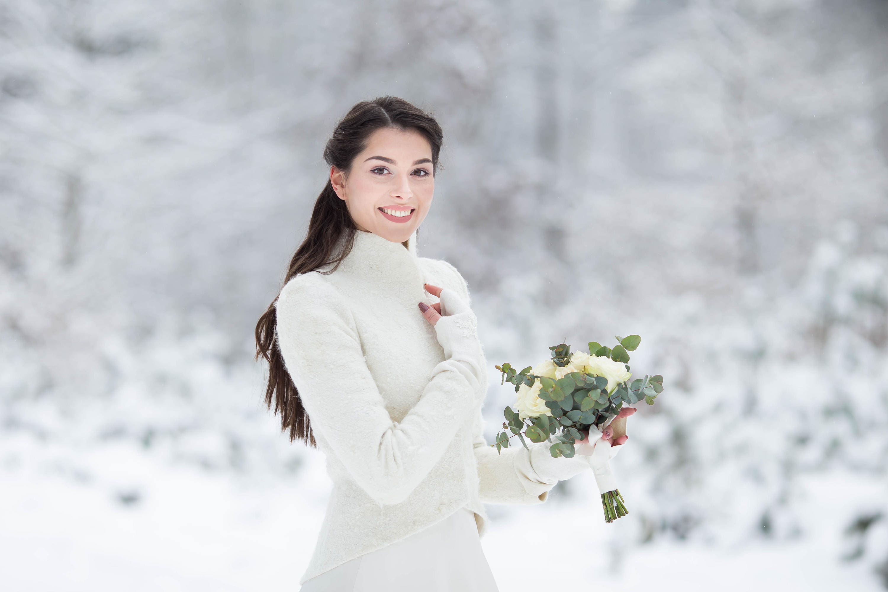 White wedding coat for deals winter