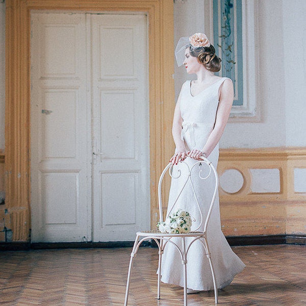 Art Deco Wedding Dress, Vintage Style Bridal Dress, Felted Wedding Dress, Designer Dress, Simple Weddin Dress, Maxi Dress, Gatsby Wedding