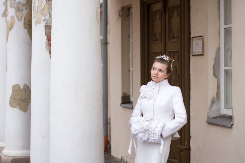 Gefilzte Hand Muff, Hand wärmer Muff, Braut Hand Muff, viktorianischen Stil, Winterhochzeit, gefilzte Blumen Muff, 1950er Jahre Hand Muff, Braut Mitten Bild 2