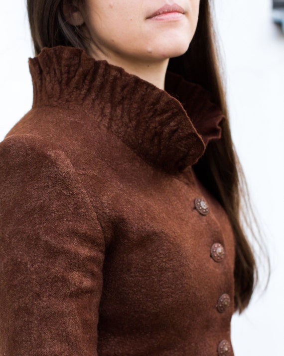 manteau court femme marron