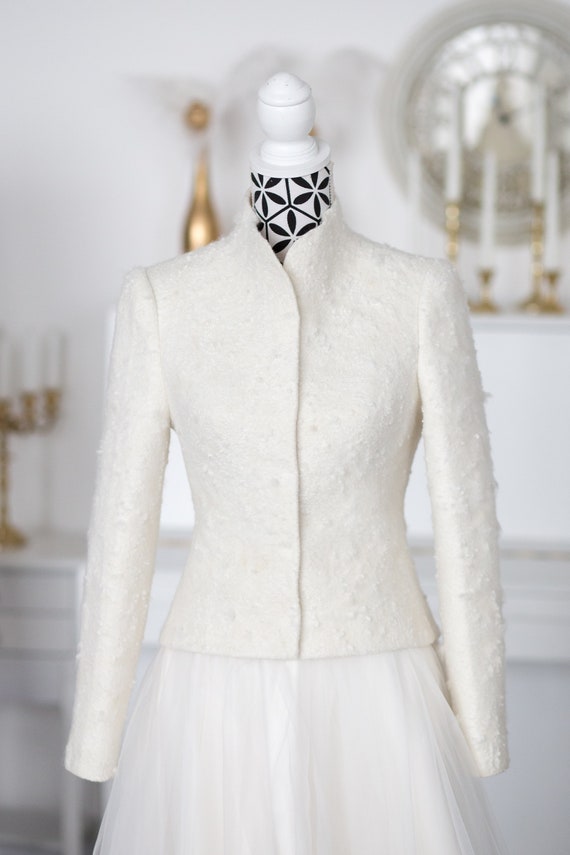 Short Alpaca Bridal Coat Winter Wedding 