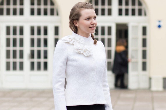 Veste courte top blanche mariage