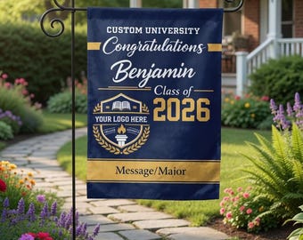 Personalized Graduation Flag 2026, Senior College Garden Flag, Custom Class of 2026 Grad Gift, College Graduation Decor for Her