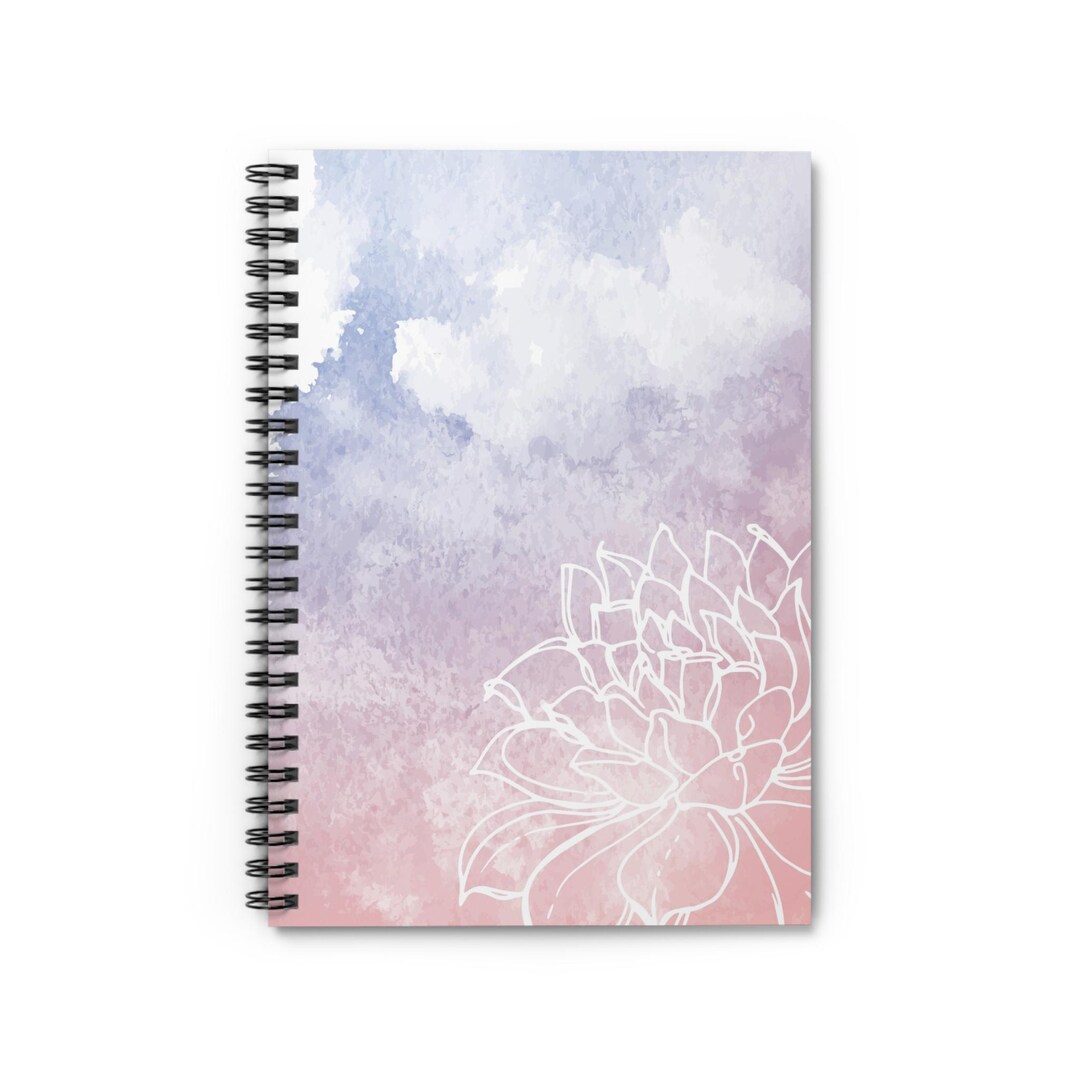 Watercolor Sky With White Floral Outline Spiral Notebook | Ruled - Etsy ...