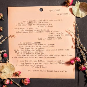 Zufälliges maschinengeschriebenes Gedicht, Überraschungspoesiepost, Originalandenken (versandte Kopie)