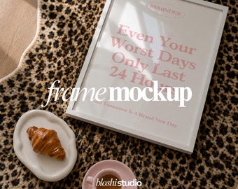 Frame Mockup PSD | Poster Mockup | White Frame Mockup | Flat Lay Wall Art Mockup | Smart Object