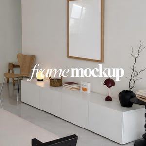 Minimal Frame Mockup PSD for Art Prints, Modern Sideboard Interior Scene
