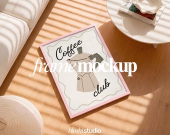Sunlight Shadow Frame Mockup PSD | Pink Floor Poster Mockup | Editorial Lifestyle Wall Art Display