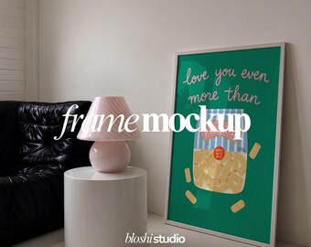 Modern Living Room Frame Mockup | Vertical Poster Display (Digital Download)