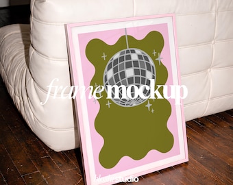 Pink Frame Mockup PSD | Feminine Poster Display Template in Chic Luxury Interior