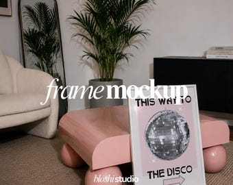 Living Room Frame Mockup, White Frame Mockup, Floor Poster Mockup, Vertical Frame Mockup, Interior PSD Mockup, Smart Object Frame Mockup