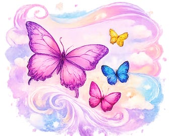 Watercolor Butterfly Clip Art – Pastel Boho Butterfly PNG Set