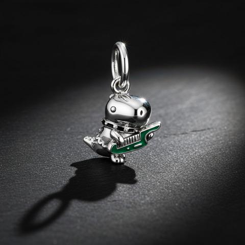 T-Rex Tyrannosaurus Rex Charm In Argento Sterling .925 X 1 Dinosaur Charms T-Rex Tyrannosaurus Rex Charm In Argento Sterling .925 X 1 Dinosaur Charms
