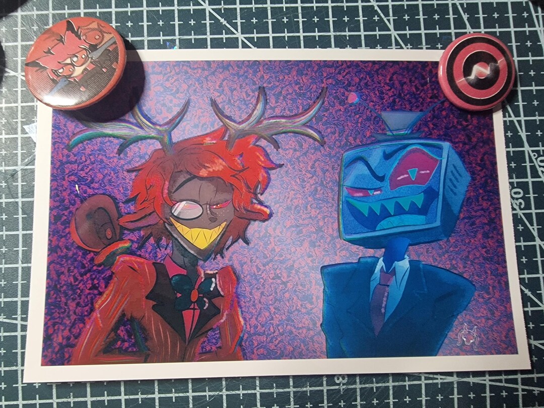 Print Alastor and Vox Hazbin Hotel Fanart Format A5 - Etsy