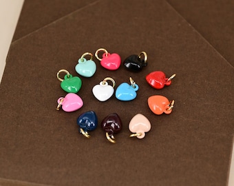 8 mm emaliowany mini serduszko, uroczy wisiorek z miłosnymi kolczykami, zawieszka z bransoletką, zawieszka z materiałami do rękodzieła, DIY - tworzenie biżuterii