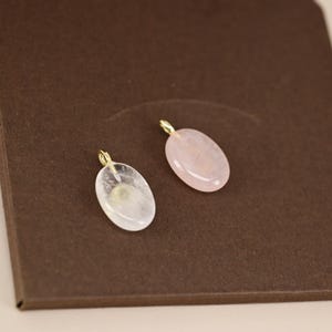 Oval Amazonite Pendant, Zircon Aventurine Gemstone Charm, Rose White Crystal Quartz Jewelry Findings, DIY Gemstone Charms image 3