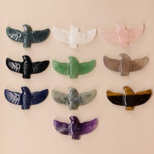 Natural Gemstone Carving Bird, Eagle pendants, Crystal Animal Charms, For Jewelry Making