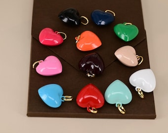 20mm Colorful Heart Pendant Charm, Sweet Jewelry Finding for Necklace Bracelet Earring DIY