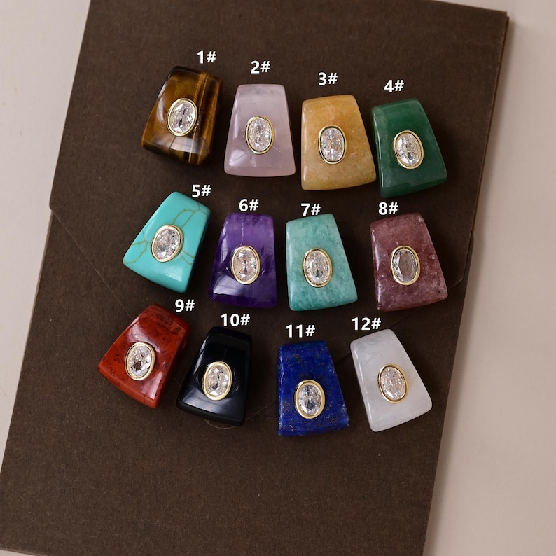 Perline distanziatrici geometriche placcate in oro con pietre preziose e zirconi incastonati, perfette per la creazione di bracciali e collane fai da te. immagine 2