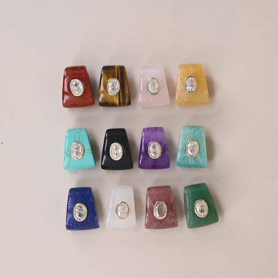 Gold Plated Gemstone Geometric Spacer Beads Inlaid Zircon Stone Charm Connector For DIY Bracelet Necklace Jewelry Making