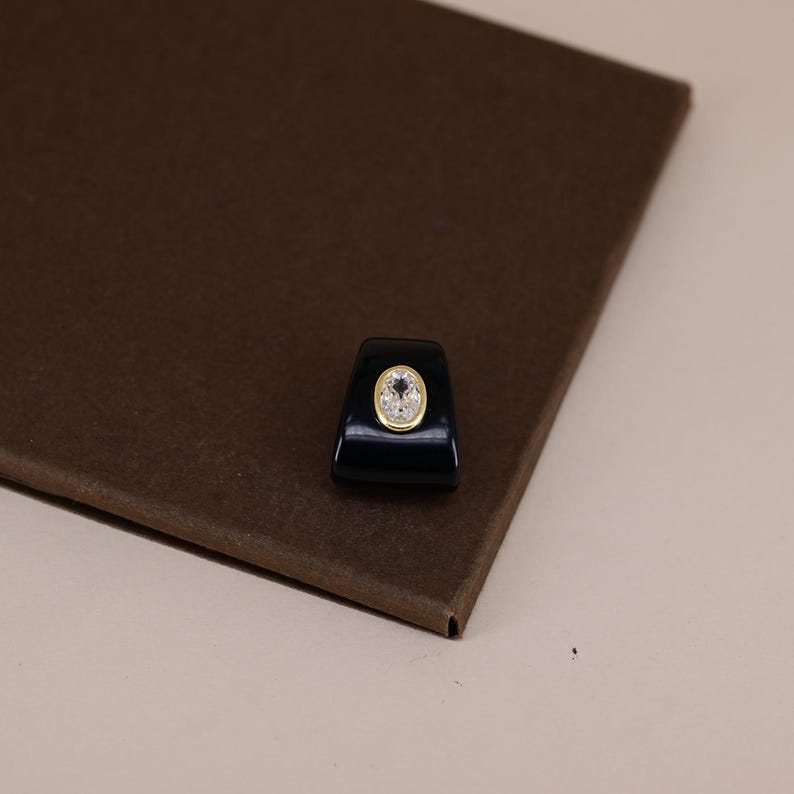 Perline distanziatrici geometriche placcate in oro con pietre preziose e zirconi incastonati, perfette per la creazione di bracciali e collane fai da te. 10#Obsidian
