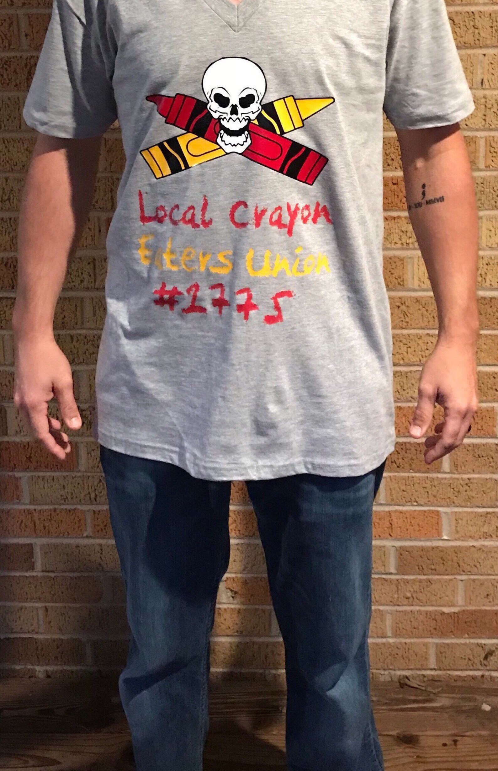 Marine Crayon Eater tshirt Red and Yellow crayons Etsy