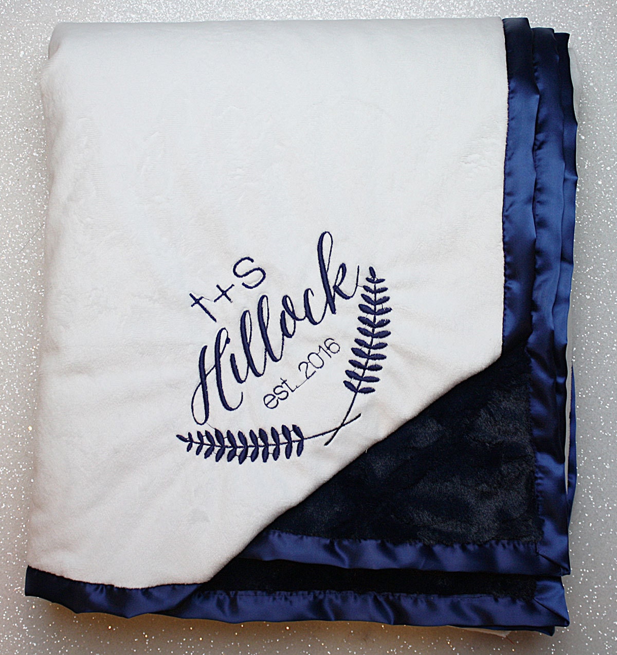 Embroidered Minky Blanket Wedding Gift Adult Minky White Etsy