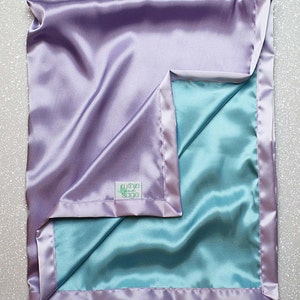 Satin blanket, charmeuse satin, double-sided satin blanket, satin, silky blanket, soft blanket, aqua and lavender, blue green, purple woobie