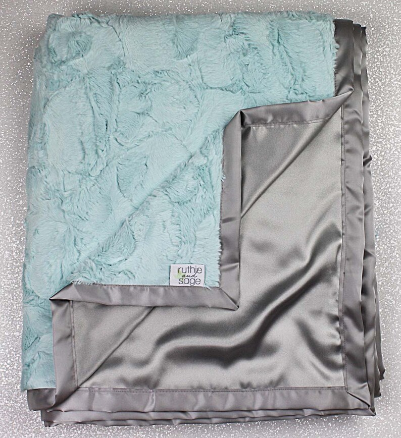 Minky Blanket Baby Boy Aqua Blanket Baby Girl Blanket Silk Etsy