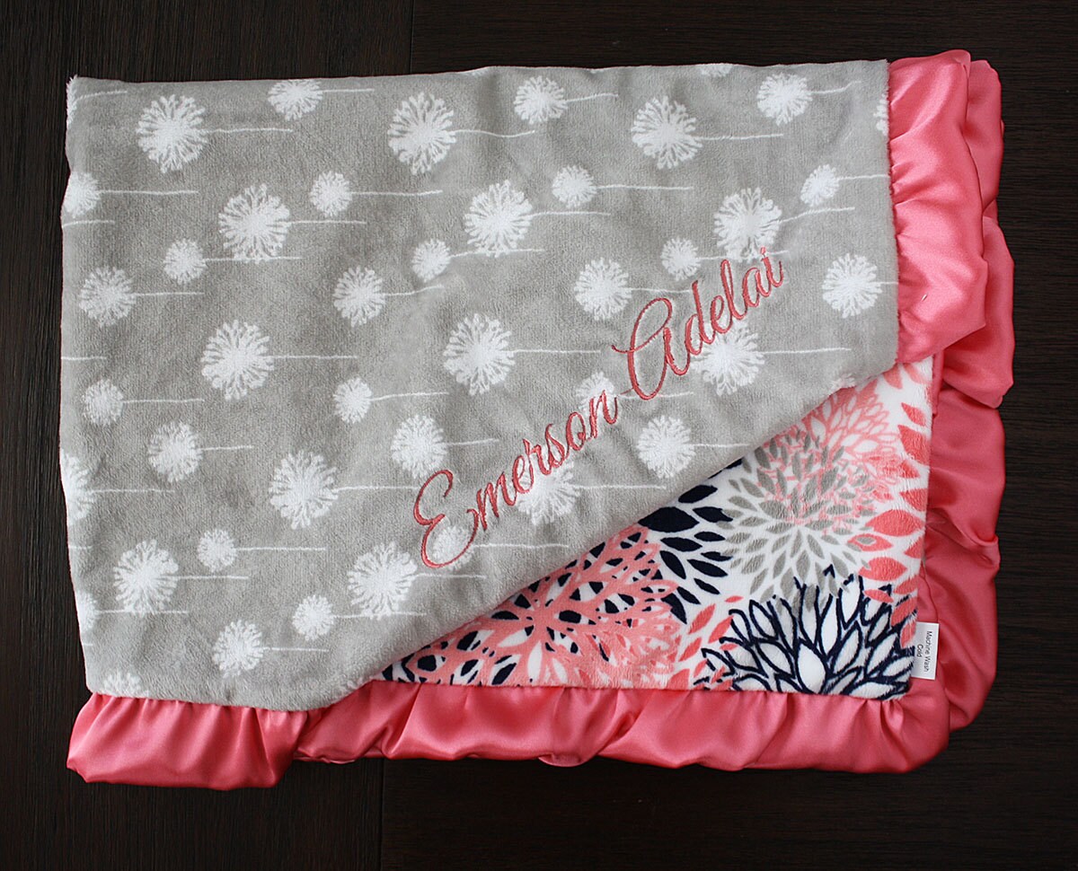 Embroidered Minky Blanket Custom Blanket Personalized Baby Etsy