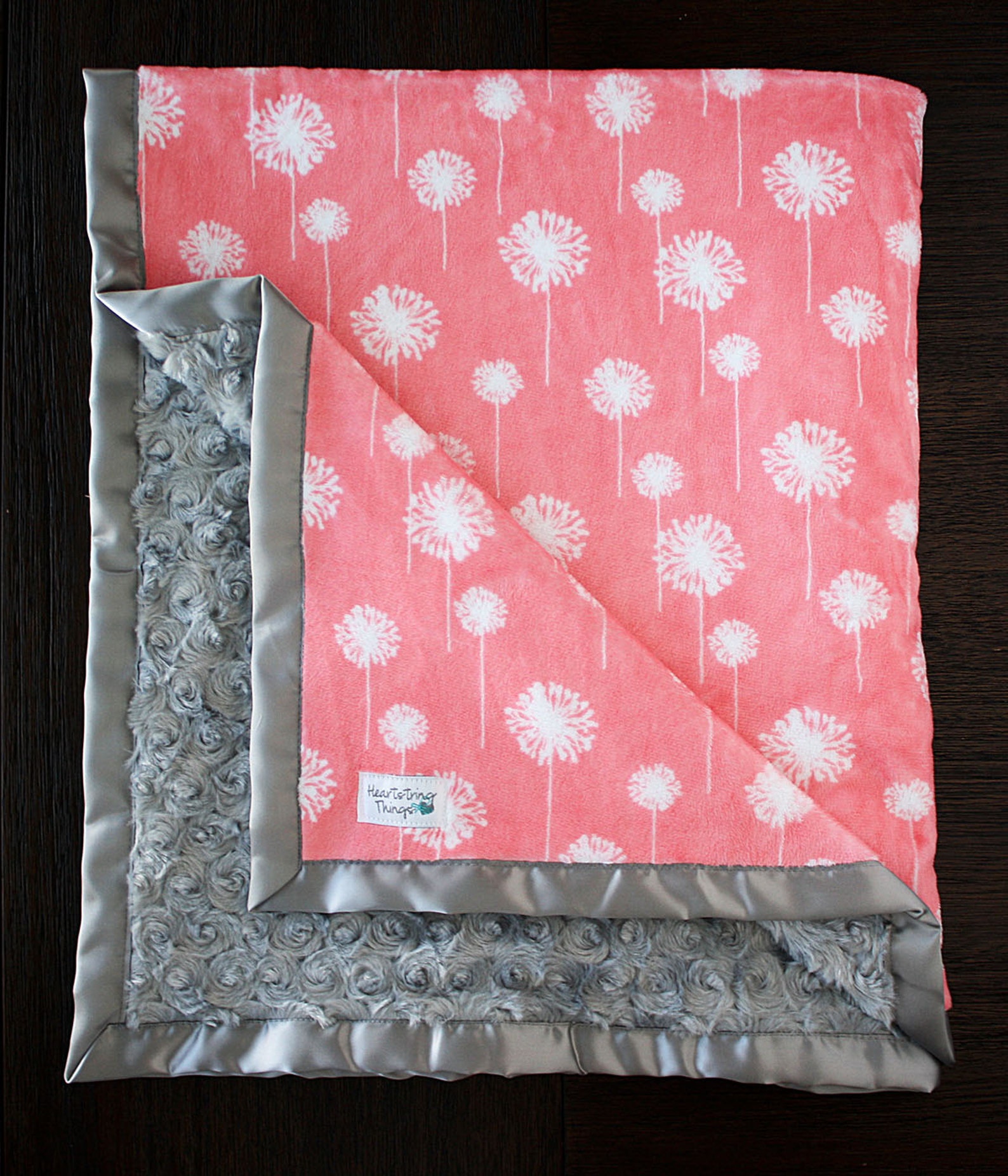 Minky Blanket Baby Girl Blanket Baby Gift Floral Coral and Etsy