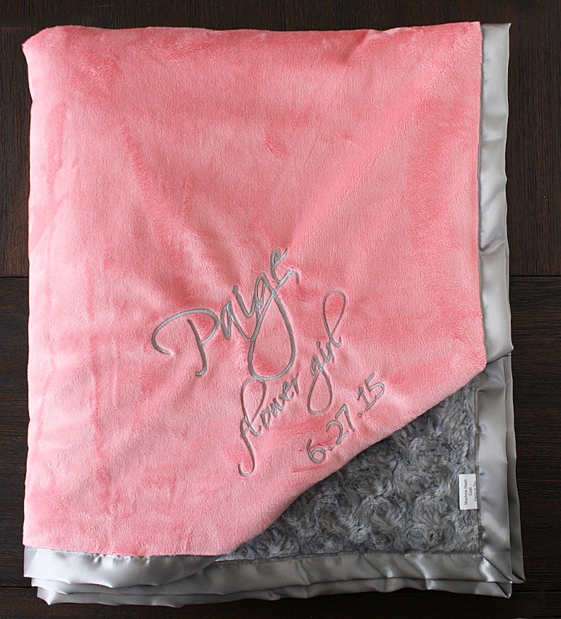 Minky Blanket Embroidered Custom Blanket Blanket With Name Etsy