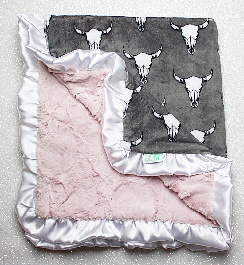 Minky Blanket Faux Fur Throw Frosted Rosewater Baby Girl Etsy