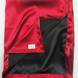 Satin blanket, charmeuse satin, double-sided satin blanket, silky blanket, woobie, lovie, red and black, sateen, baby girl, boy soft blanket