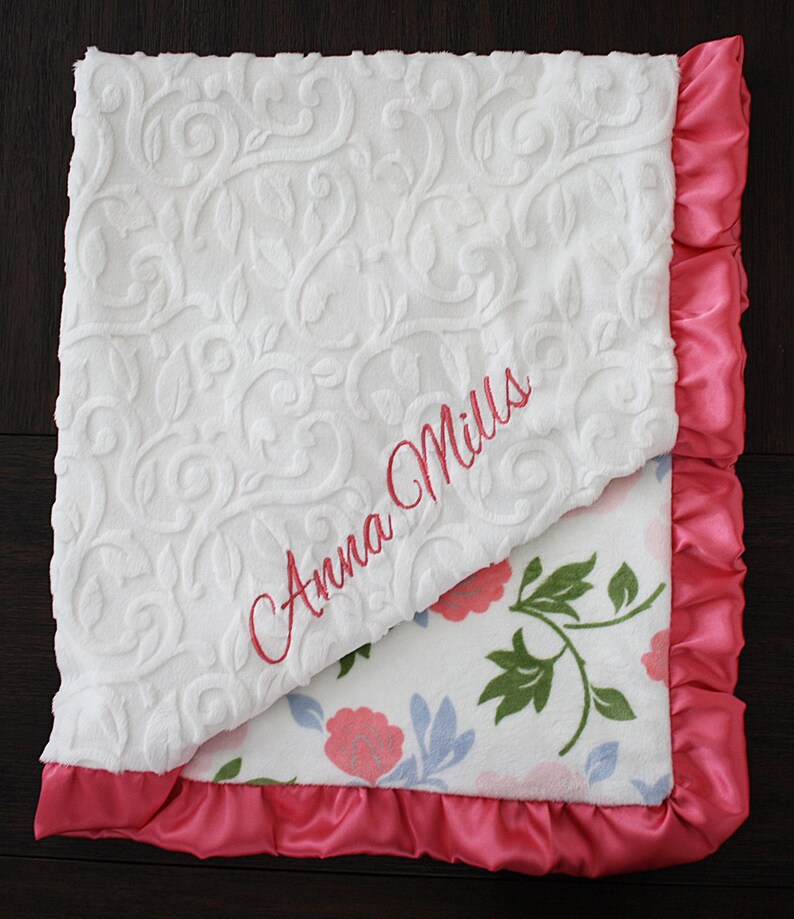 Minky Blanket Embroidered Custom Blanket Blanket With Name Etsy