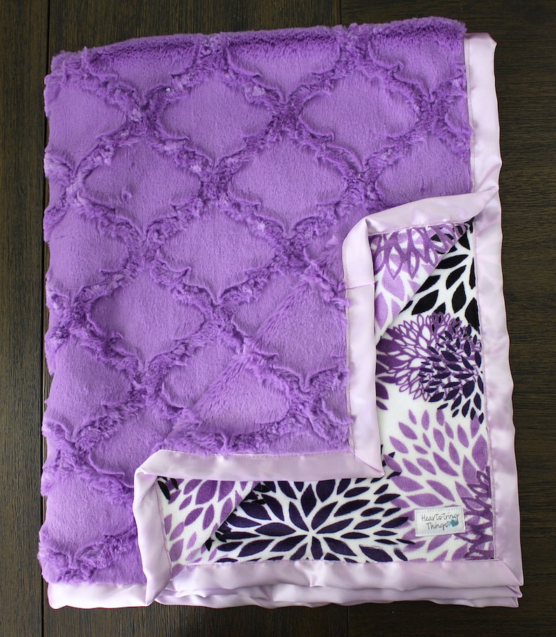 Minky Blanket baby girl blankets baby girl gift purple | Etsy
