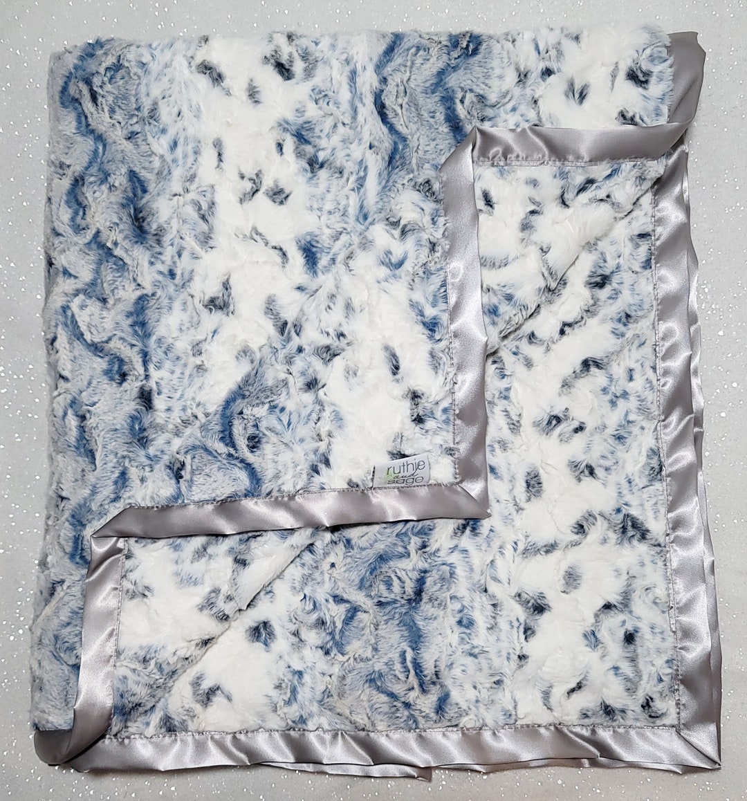 Minky Blanket, Snowy Owl Navy, Boy Faux Fur, Soft Luxurious Throw, Faux