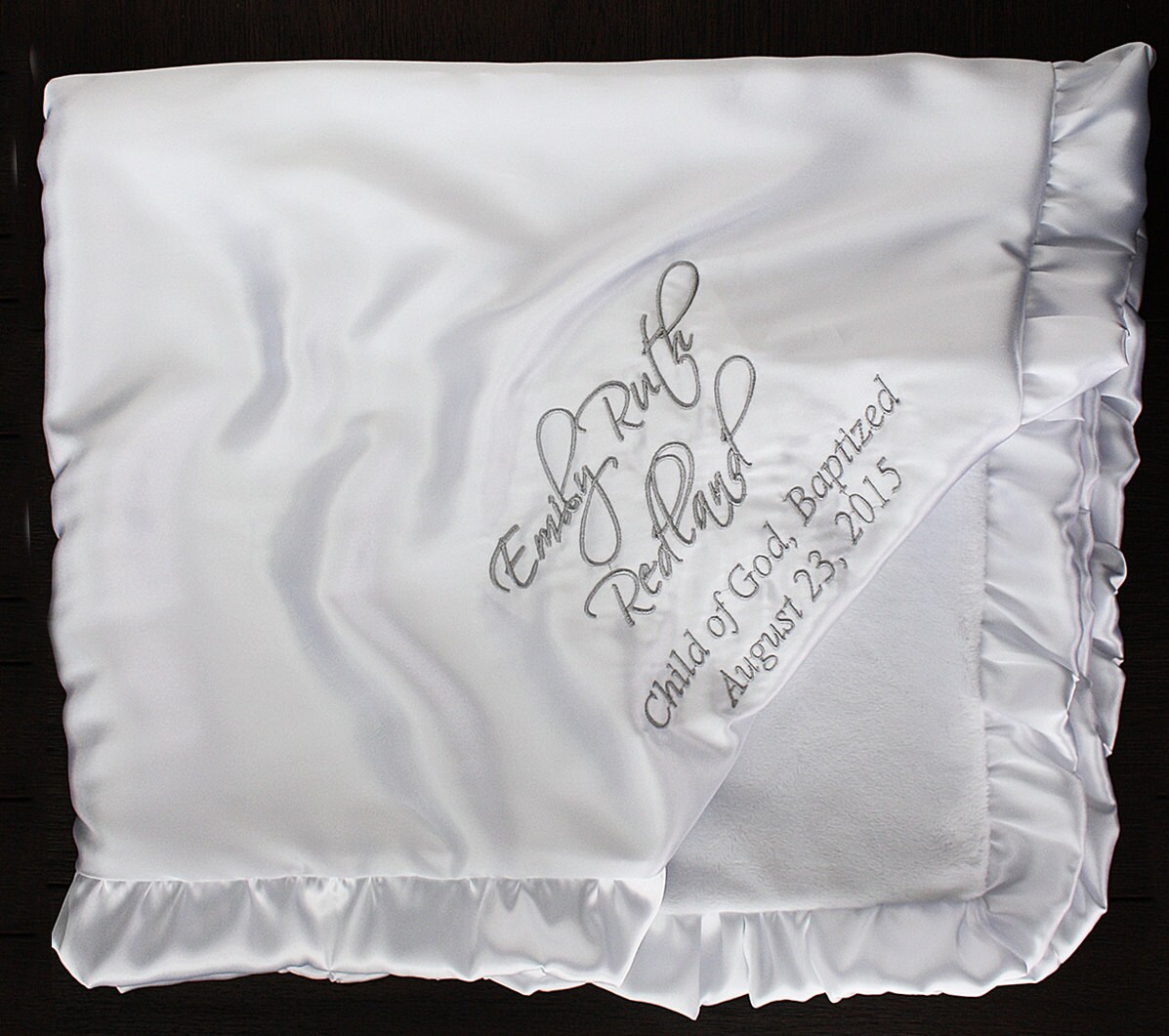 Minky Blanket Blessing Blanket Baptism blanket satin and Etsy