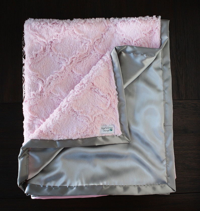 Custom Minky Blanket Pink Blanket Blanket With Ruffle Silk Etsy