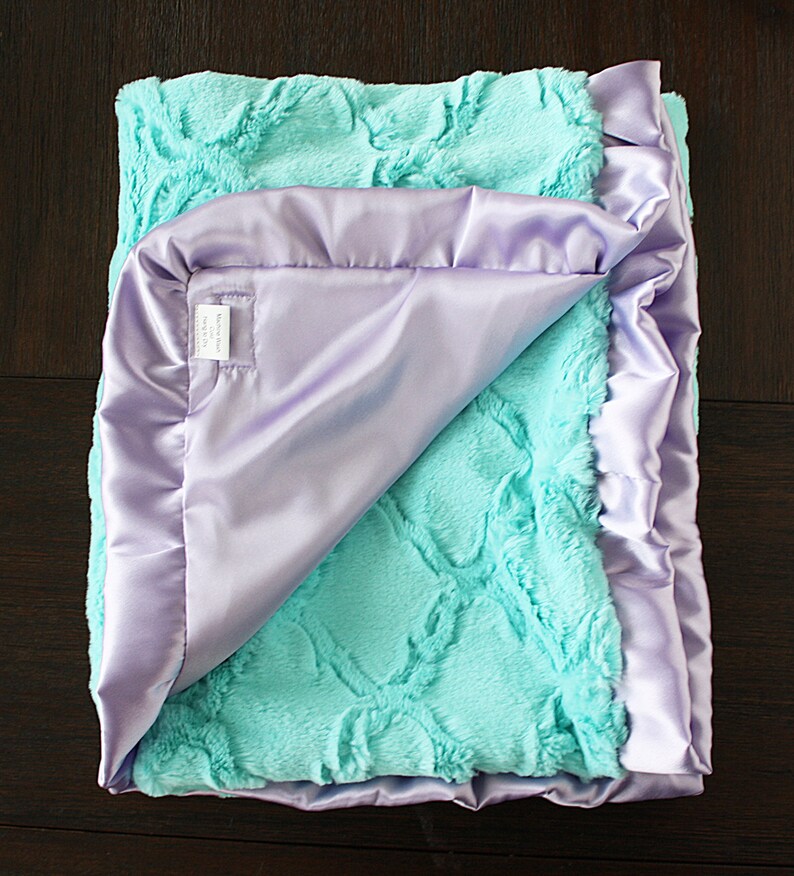Baby girl minky blanket baby blanket lavender and aqua Etsy