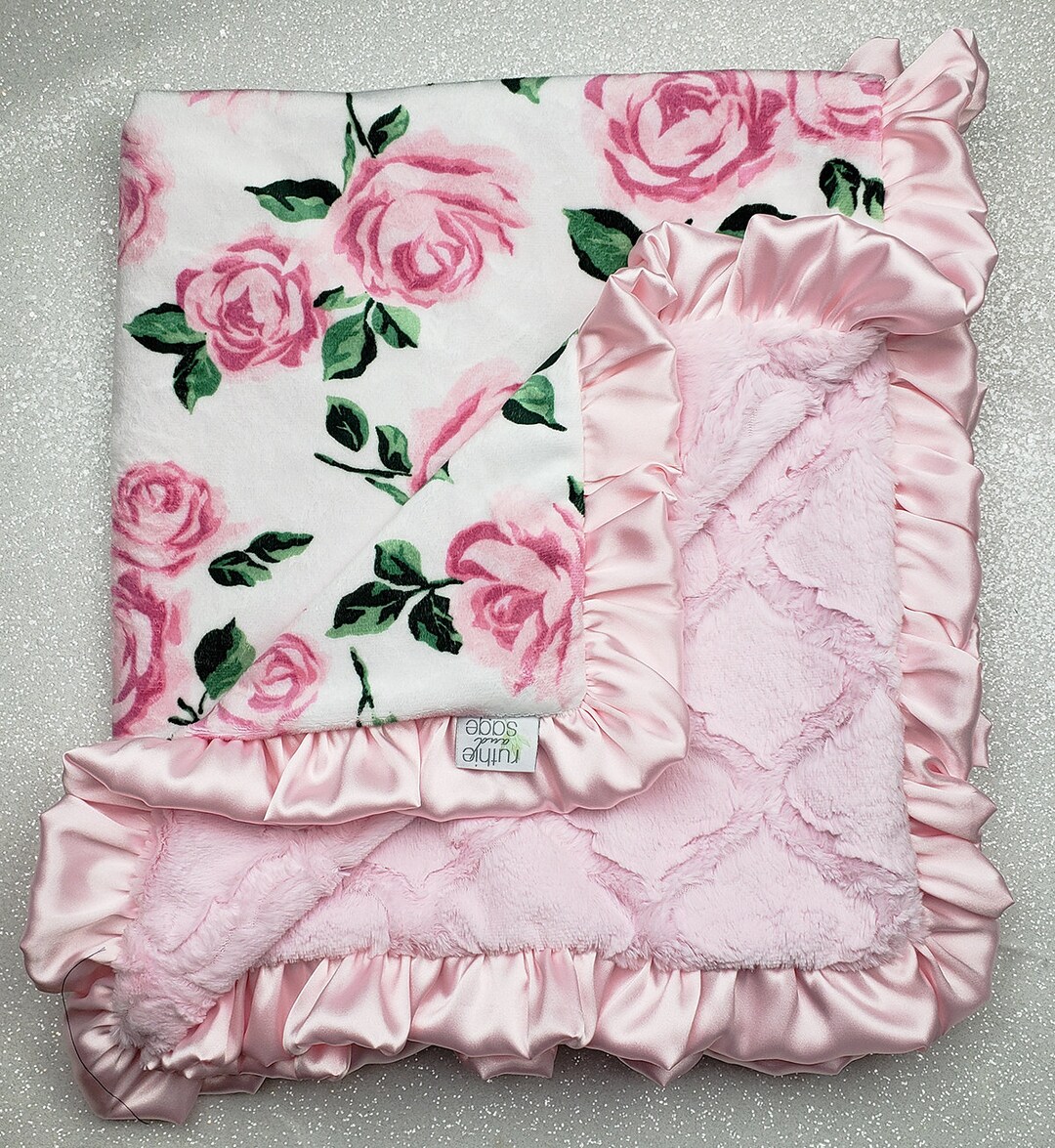 Minky Blanket Floral Minky Pink Minky Pink and White Baby - Etsy UK