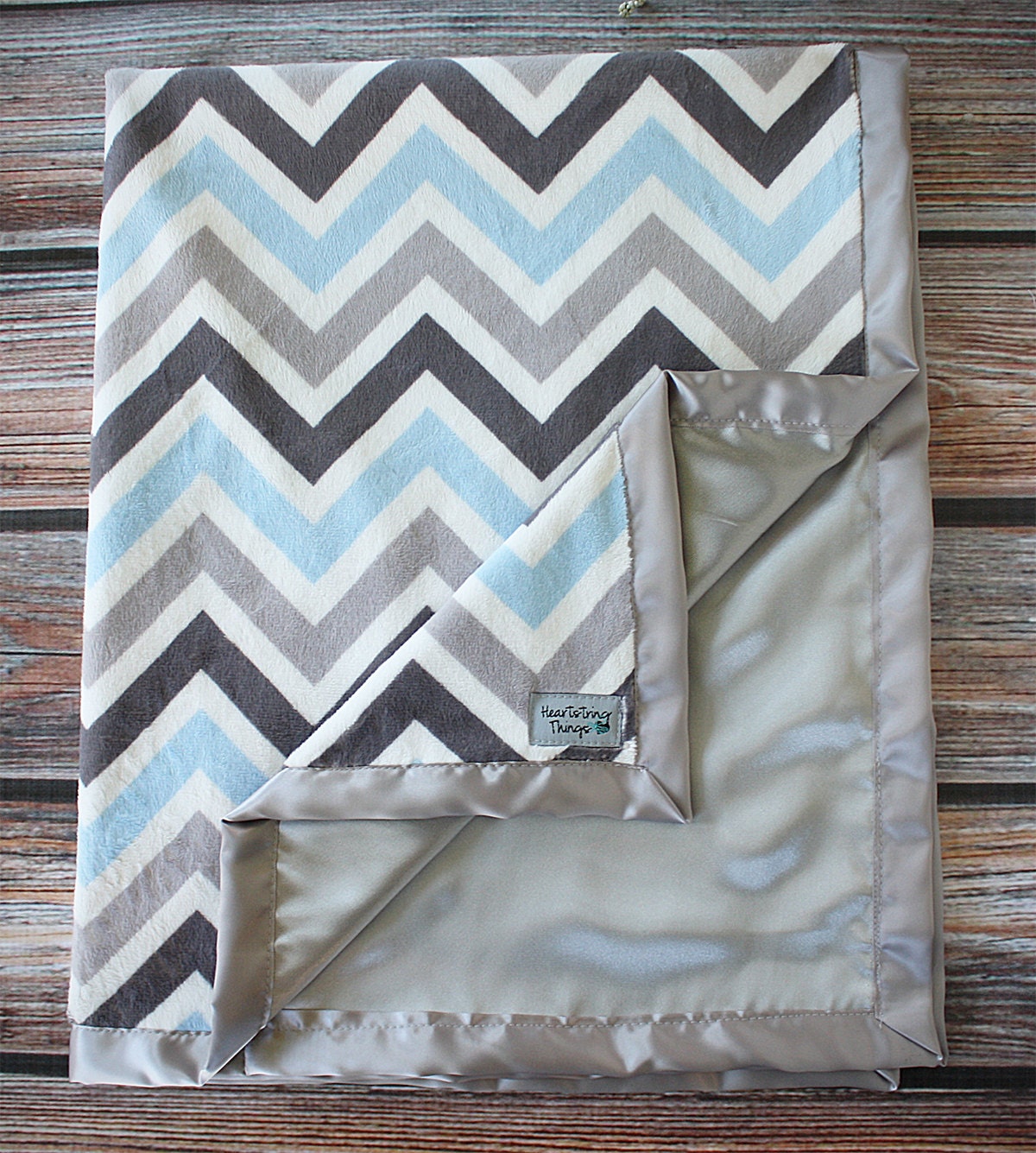 Minky Blanket Baby Boy Baby Blanket Navy and Grey Satin Etsy