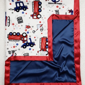 Minky Blanket, Red White and Blue, First responder, satin blanket, silky blanket, fire truck, police, EMS, Baby boy blanket, Life Flight