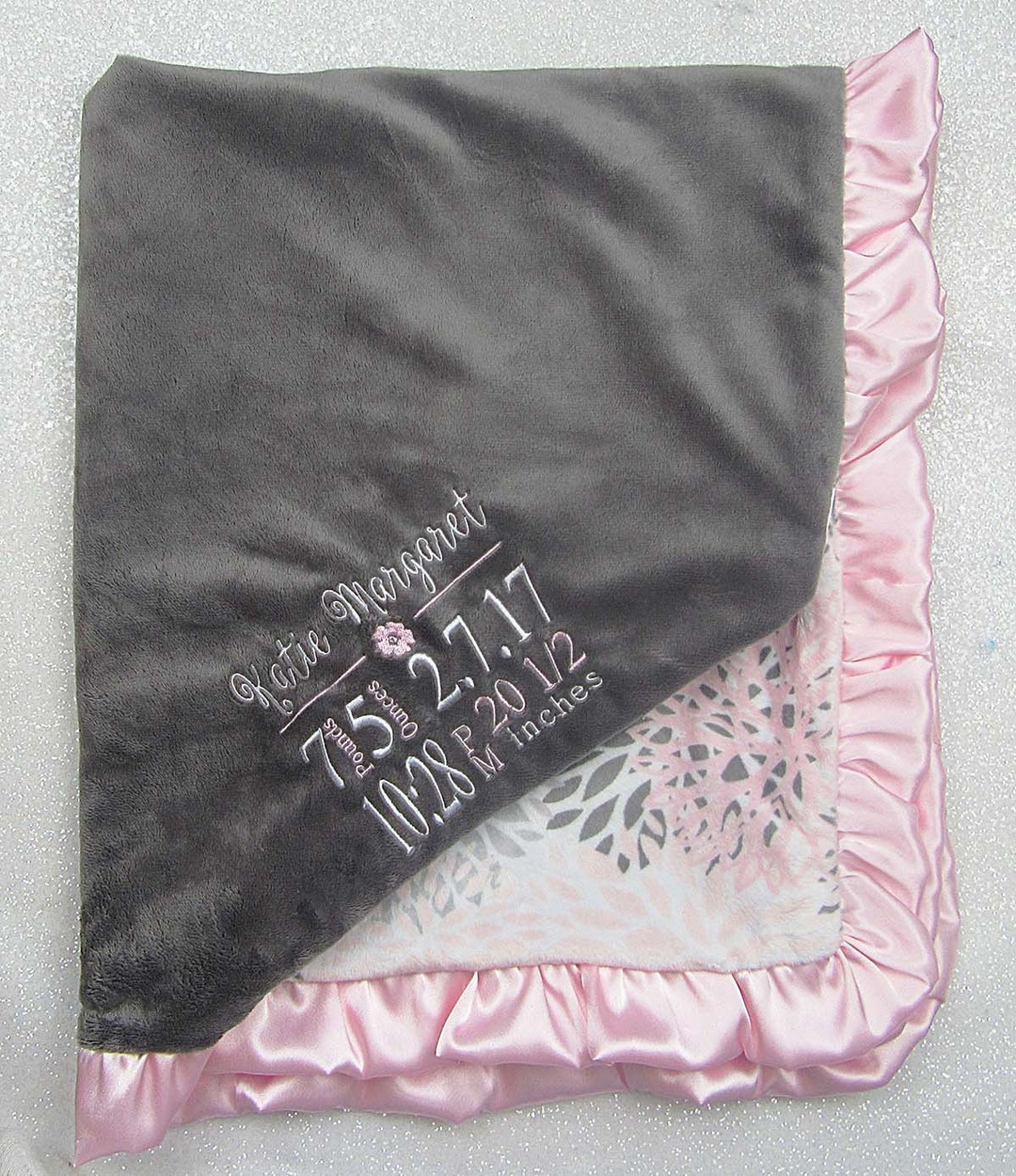 Customizable Minky Blanket, Birth Stats Blanket, Birth Weight Blanket