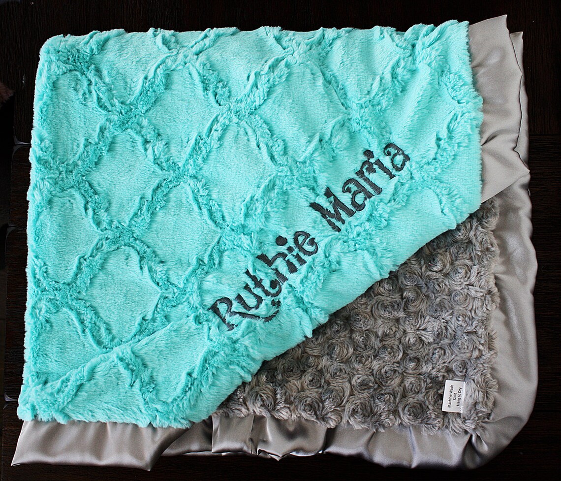 Minky Blanket Blanket With Embroidery Blanket With Name Etsy