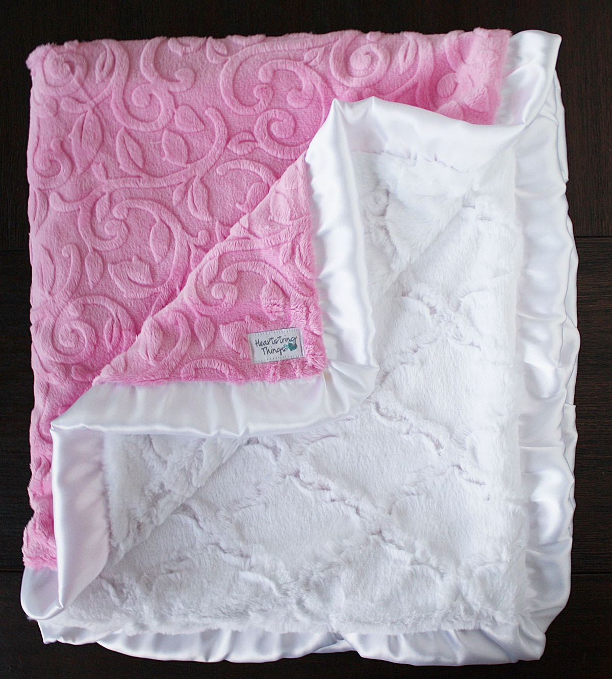 Minky Blanket baby girl blanket for girl Pink and white | Etsy