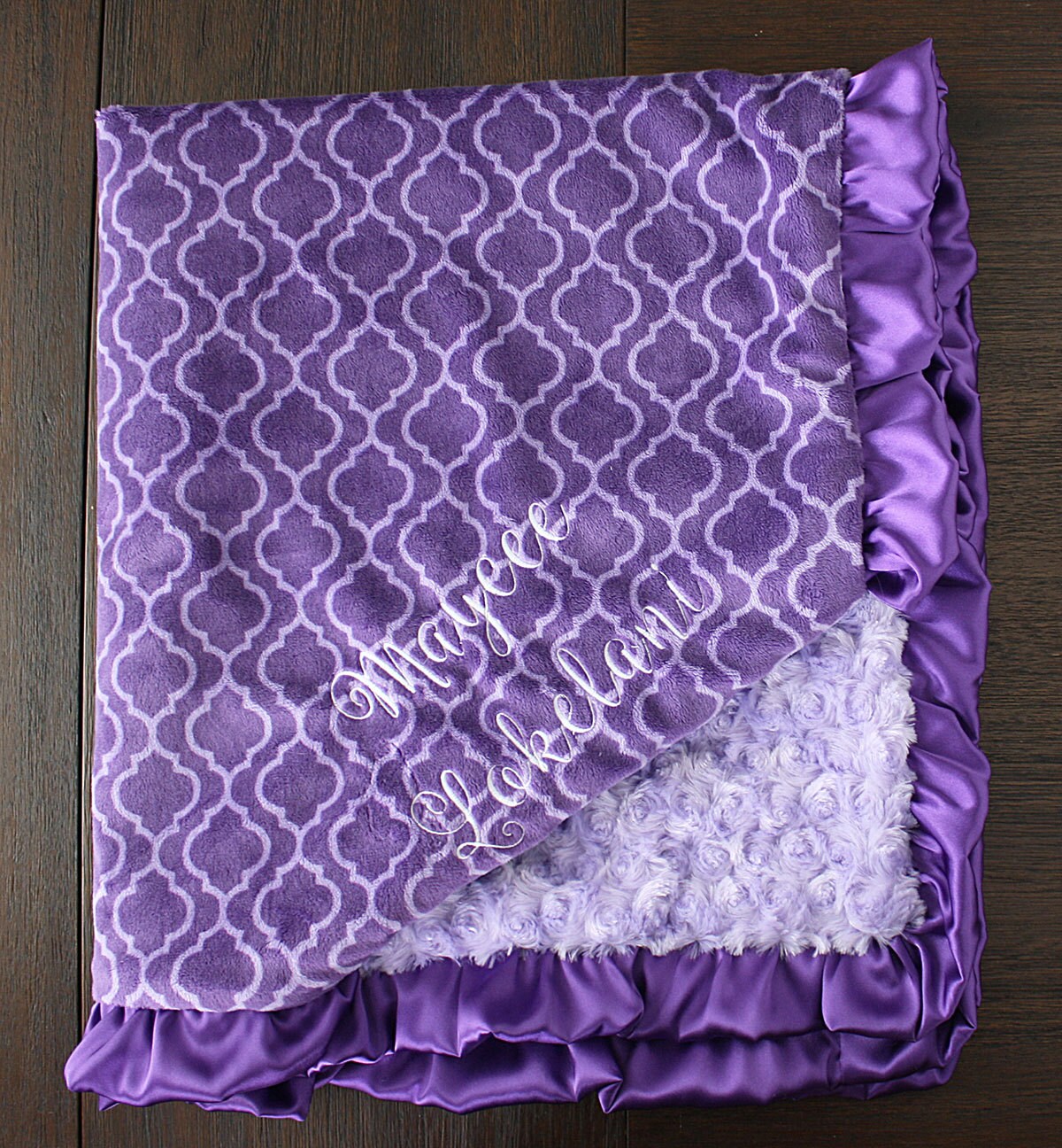 Personalized Minky Blanket purple baby blanket trellis Etsy