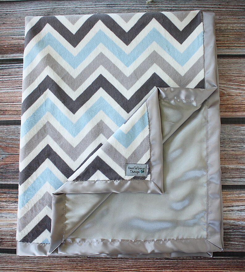 Minky Blanket Baby Boy Blanket for Boy Chevron Blanket Etsy